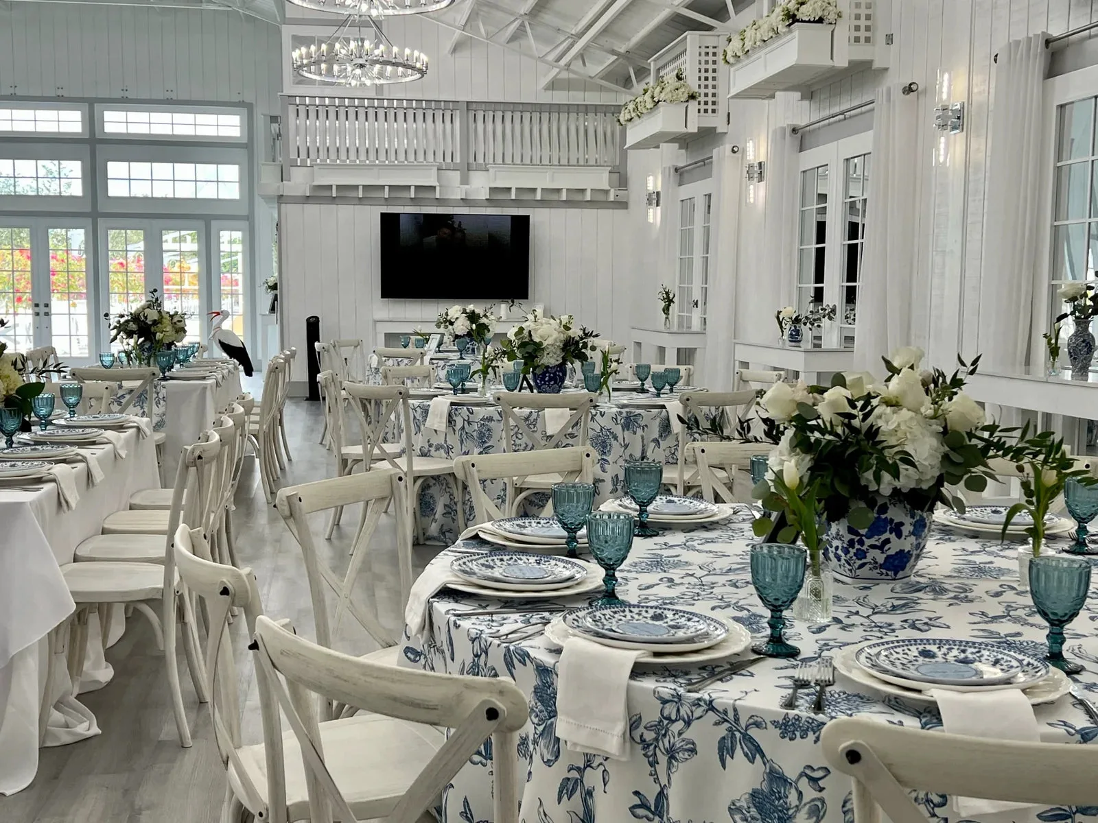 Indoor gathering space at The White Barn